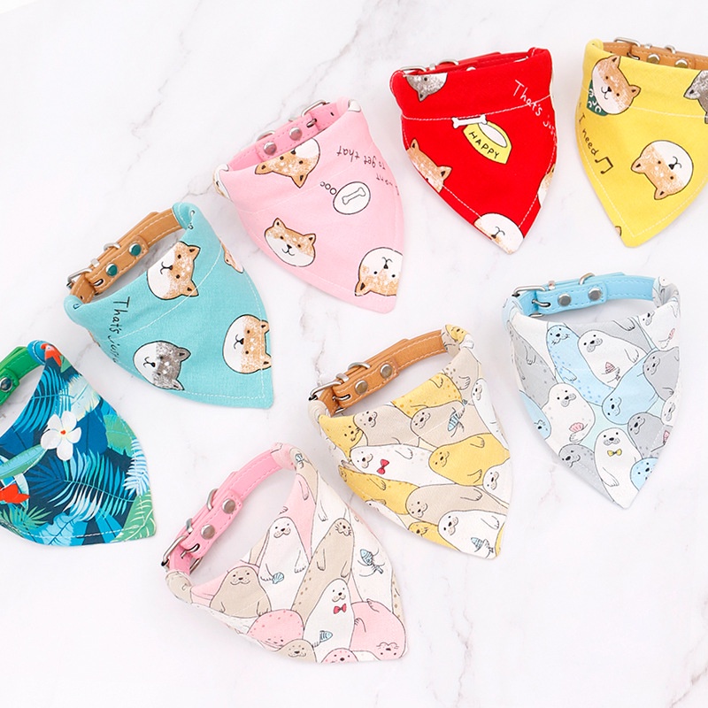 Vòng cổ giả da kèm yếm cute cho thú cưng - mẫu mèo