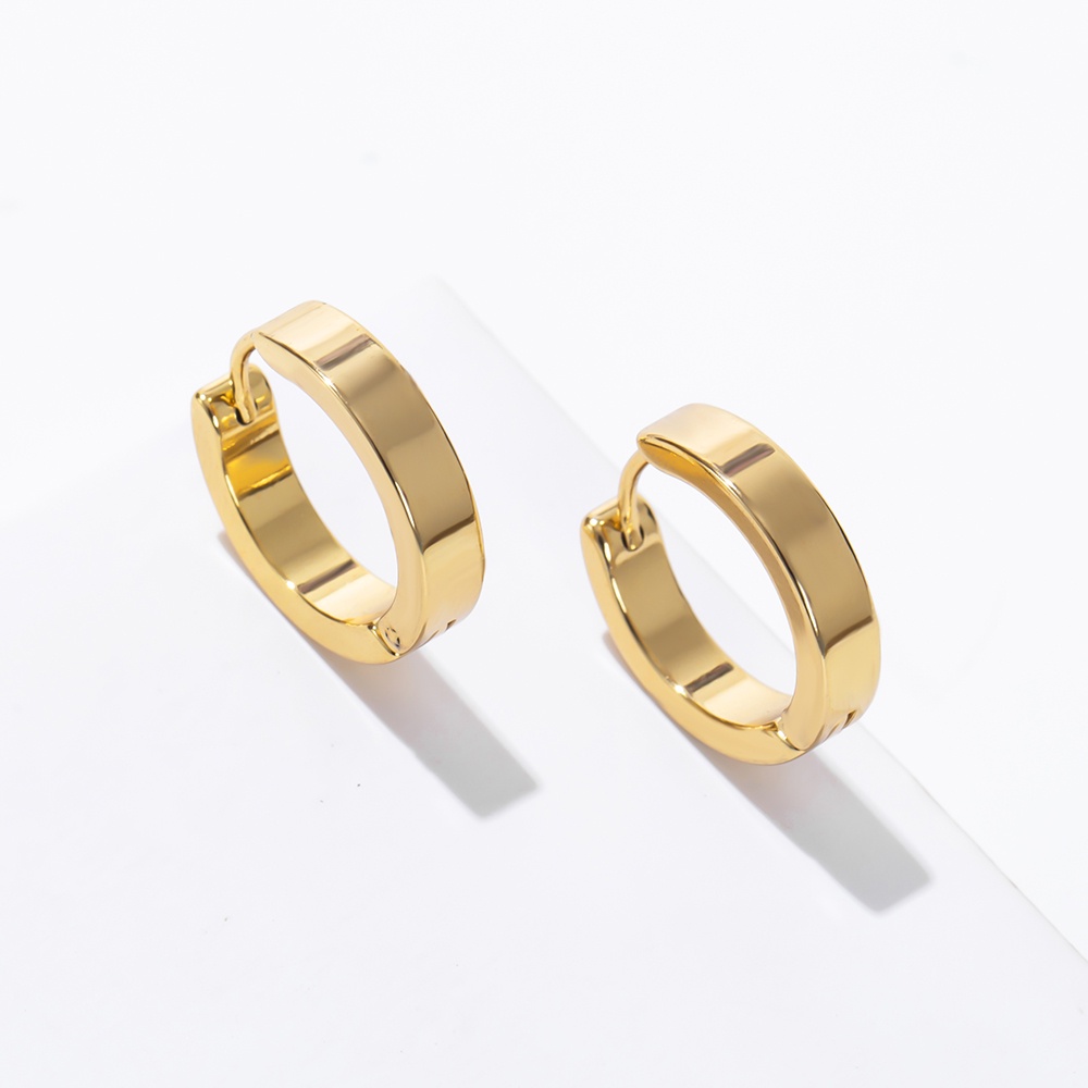 Khuyên Tai Thép Không Gỉ Mạ Vàng 18K 19mm Đơn Giản Phong Cách Hàn Quốc