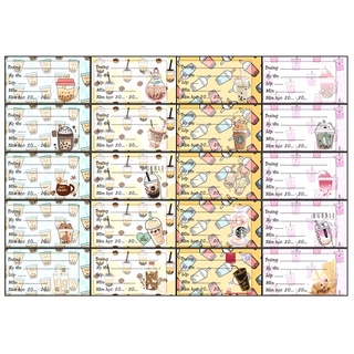 Nhãn vở food đồ ăn trà sữa20-40 mẫu khác nhau/ nhãn dán đồ ăn trà sữa cute dễ thương