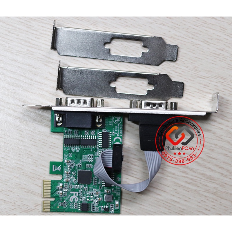 Card PCIE ra 2 COM RS232 chip AX99100 có bo lùn cho SFF (low profile bracket)