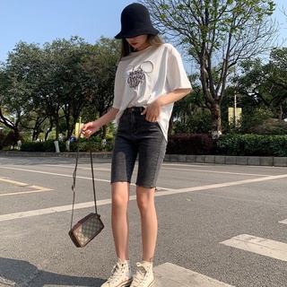 [Bigsize 32-36] Quần Lửng Jean Đen/ Xám Basic, Lưng Cao, Co Giãn