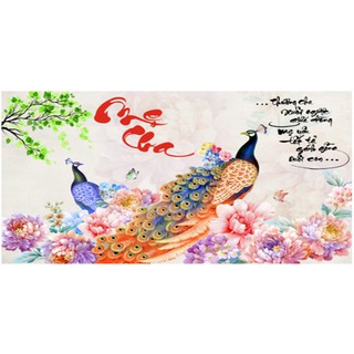 Tranh đính đá thương cha mẹ xuôi ngược -yn5392 75x50cm, chưa đính