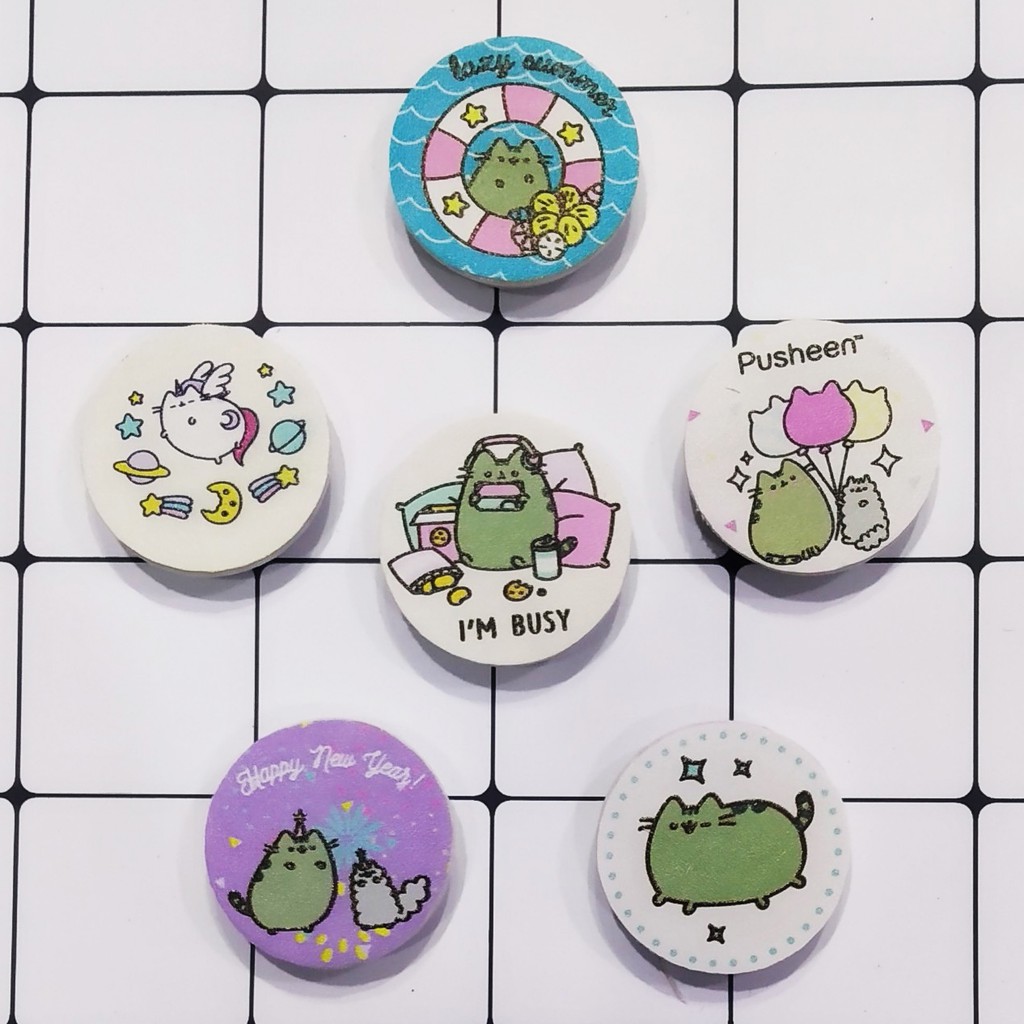 Giá đỡ điện thoại pusheen dẹt in hình IR25 đỡ điện thoại tròn