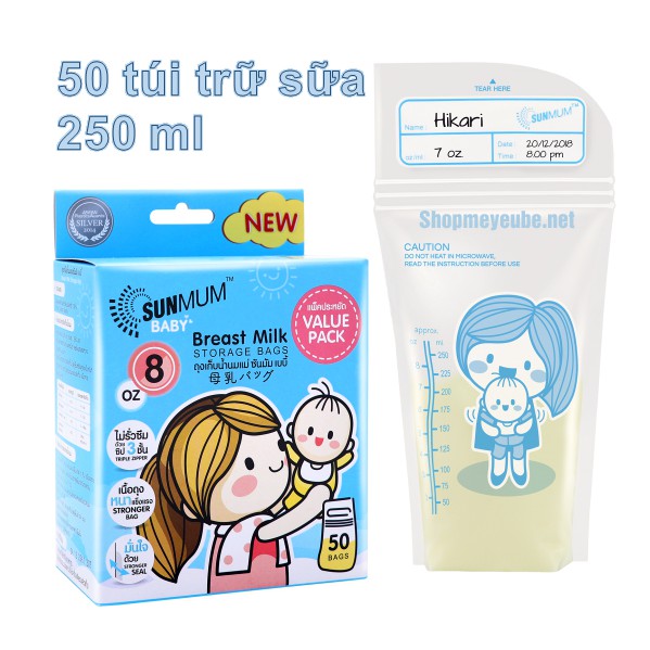 [Giá Tiết Kiệm] Túi Trữ Sữa Mẹ Sunmum [Hộp 30 túi 100ml] [Hộp 50 túi 250ml]