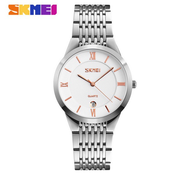 Đồng hồ nam siêu mỏng dây thép không gỉ Skmei 9139 (white – yellow)