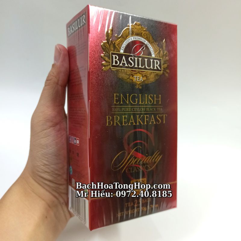 Trà Basilur English Breakfast hộp giấy 25 túi