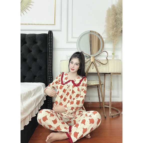 Bộ Bầu ,sau sinh có khoá ti tiện lợi ,cổ bèo hình siêu cute,Chất Đũi Hàn siêu mềm mịn ,thấm hút mồ hôi ,freesize 43-68kg