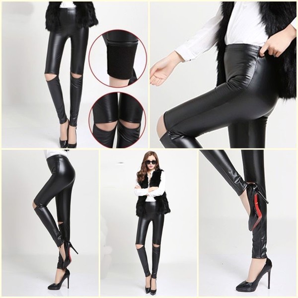 Quần Legging Da Bóng Cắt Gối Quần Da Ôm