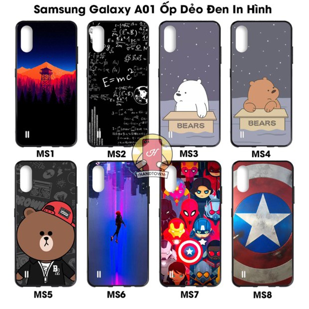 Ốp lưng Samsung Galaxy A01 dẻo đen và trong suốt in hình