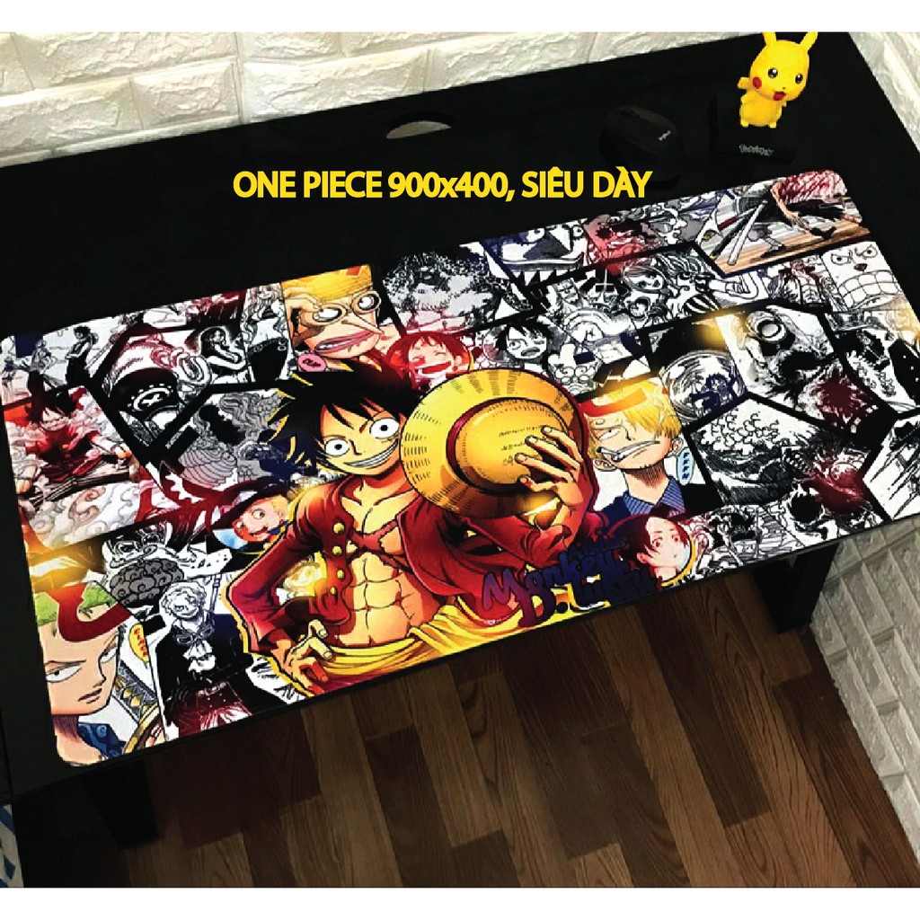 [CHỐNG NƯỚC] Tấm lót chuột chơi game cỡ lớn 80x30/90x40, siêu DÀY 3mm, ANIME One-piece (ĐẢO HẢI TẶC)