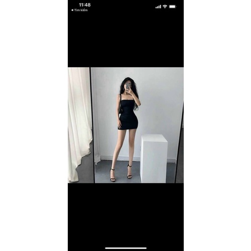Váy body nữ, hai dây sẻ tà 💥Free Ship💥 đầm dáng ôm hai dây tăng đơ nhún eo tôn dáng