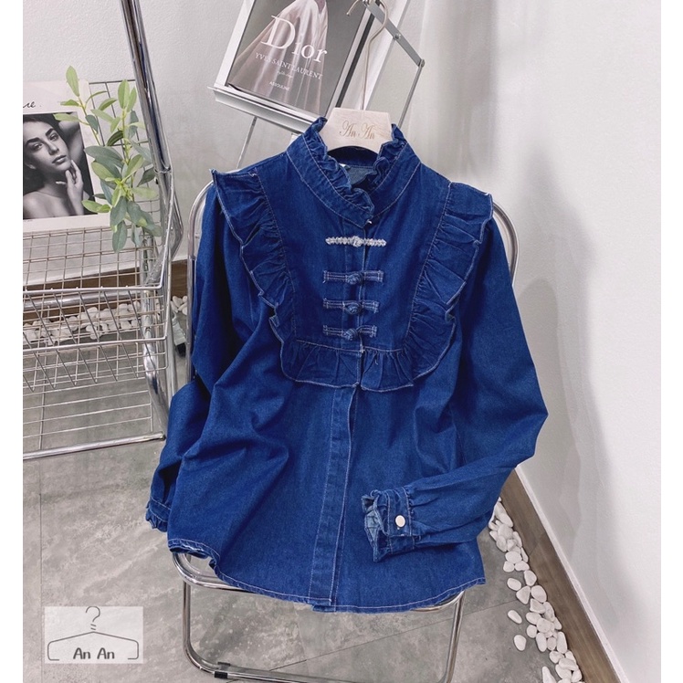 Sơ mi bò cúc cài , bèo tiểu thư hàng quảng châu cao cấp