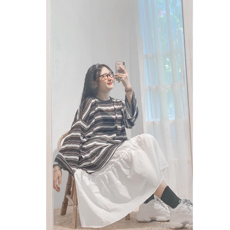 Chân váy dài xếp ly, Váy vintage tiểu thư dáng dài voan 2 lớp | BigBuy360 - bigbuy360.vn