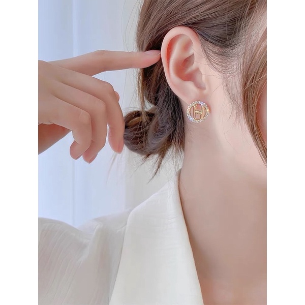 Bông tai xi mạ cao cấp đính đá H