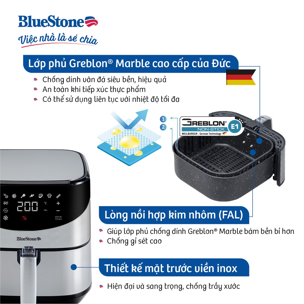 Nồi chiên không dầu điện tử 5.5L BlueStone AFB-5880