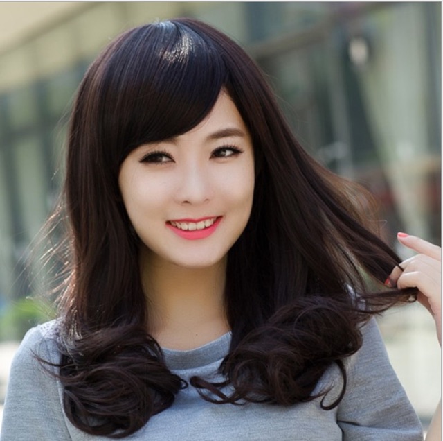 TẶNG LƯỚI TRÙMTóc giả nữ Hàn Quốc cao cấp có da đầu - TG50 ( màu đen )