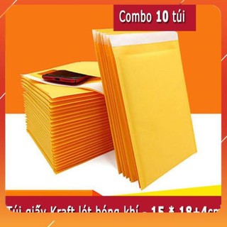 [ CHÍNH HÃNG ] 10 Túi Giấy Lót Bóng Khí  15x18+4cm - Phong Bì Đóng Gói Hàng Hóa Chống Sốc