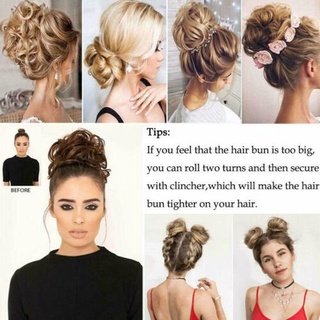 Real Remy Tóc Con Người Lộn Xộn Bun Co Giãn Scrunchie Kẹp Đuôi Ngựa Phần Mở Rộng.US Trong Q3Z7