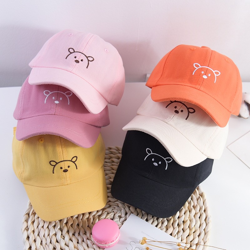 Mũ lưỡi trai cho bé chất vải xịn thêu hình gấu phong cách hàn quốc cho bé trai bé gái 1 đến 4 tuổi