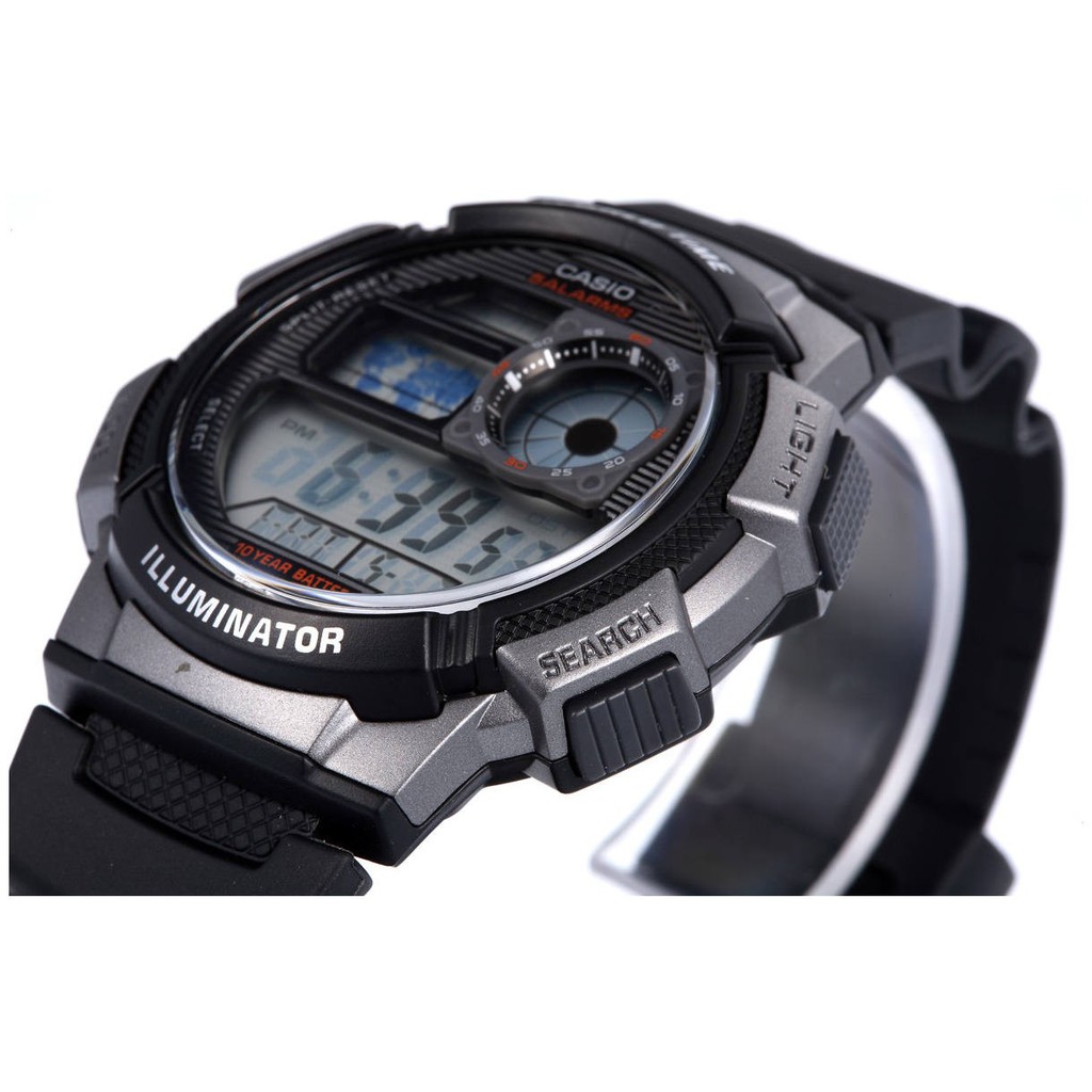 ĐỒNG HỒ CASIO AE-1000W-1BVDF Điện tử - Dây nhựa viền mạ ion bạc - Pin 10 năm