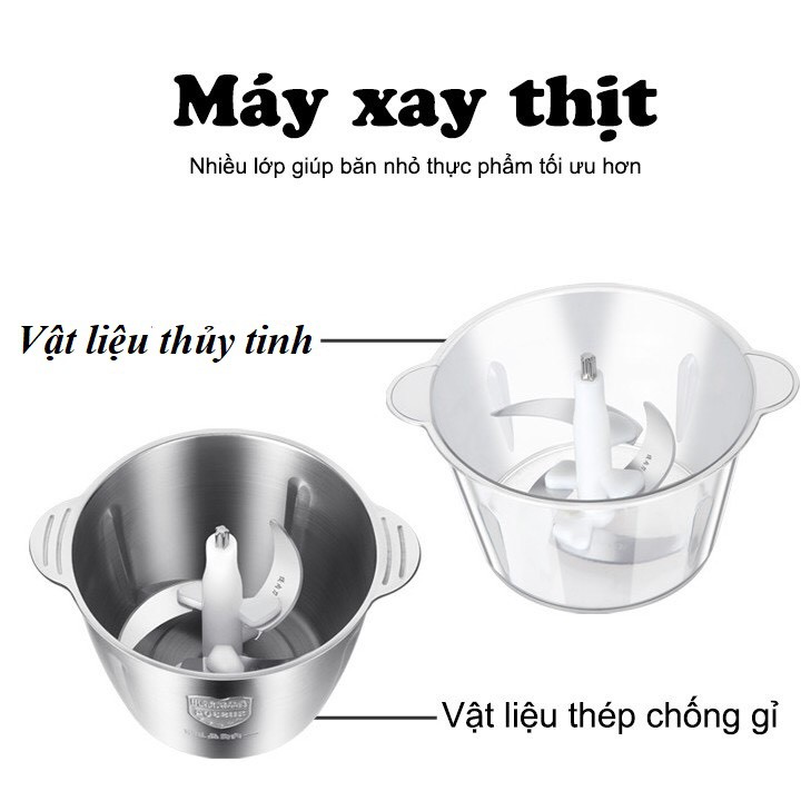 Máy Xay Thịt, Xay Sinh Tố 4 Lưỡi Đa Năng Xay rau củ quả - tỏi ớt BH 3 tháng C1