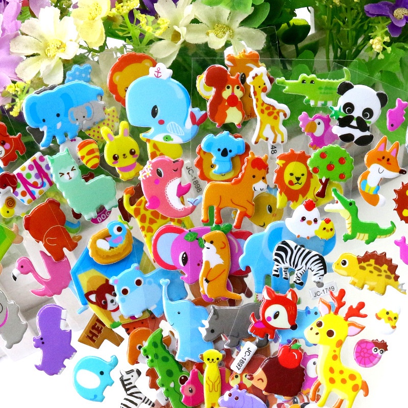 Set 3 nhãn dán Sticker 3D dễ thương hoạt hình ngộ nghĩnh cho bé trang trí album ảnh, nhật kí, đồ vật