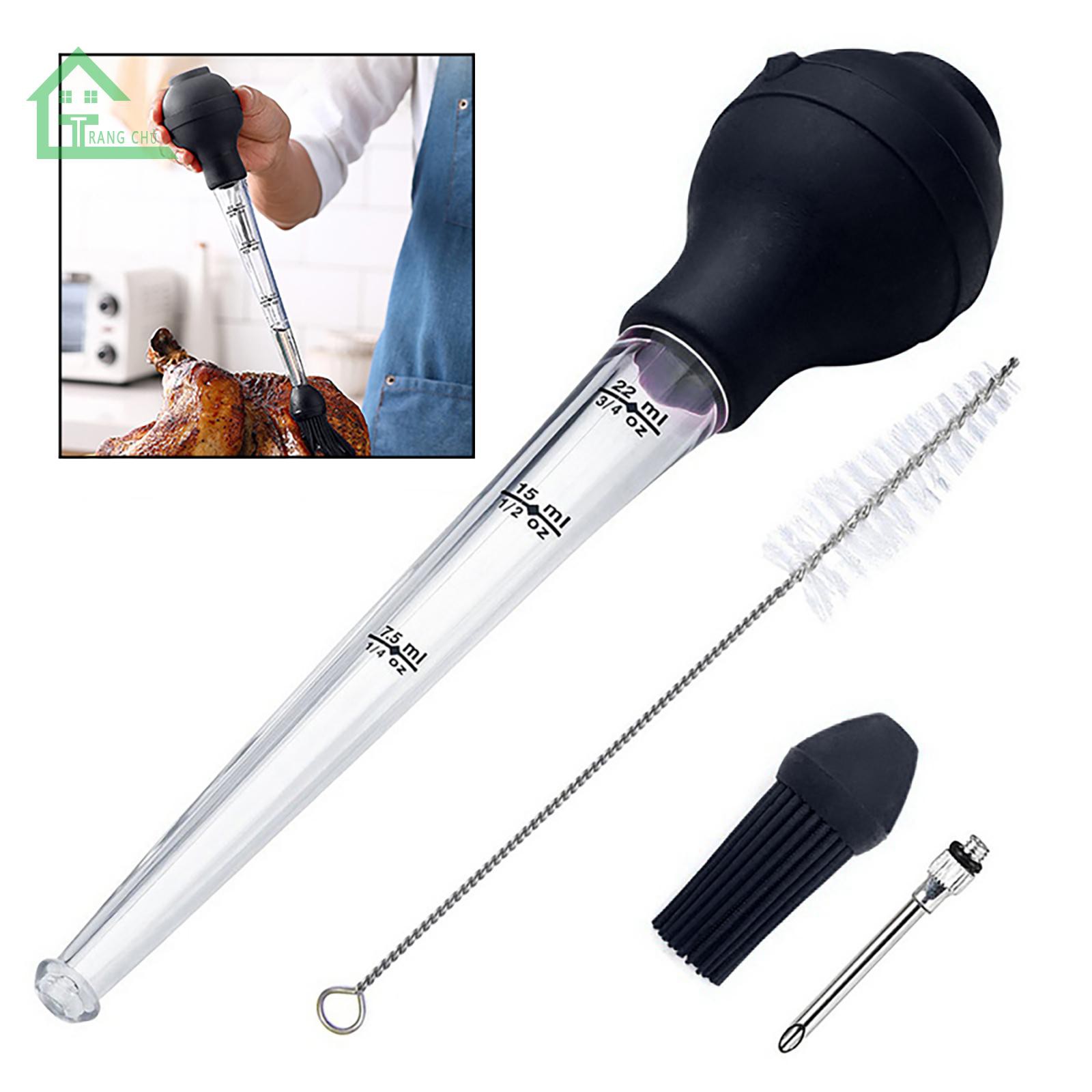 RT Turkey Baster Syringe, Meat Marinade Injector with Needles Cleaning Brush