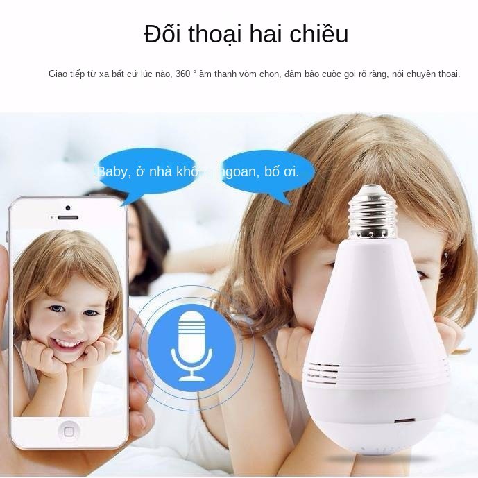 bóng đèn toàn cảnh camera quan sát wifi không dây giám mạng thông minh di động độ nét cao nhà trong