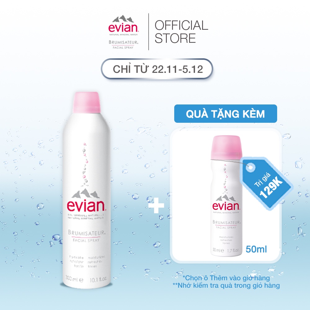 Xịt khoáng cấp ẩm và làm dịu da evian® Facial Spray 300ml