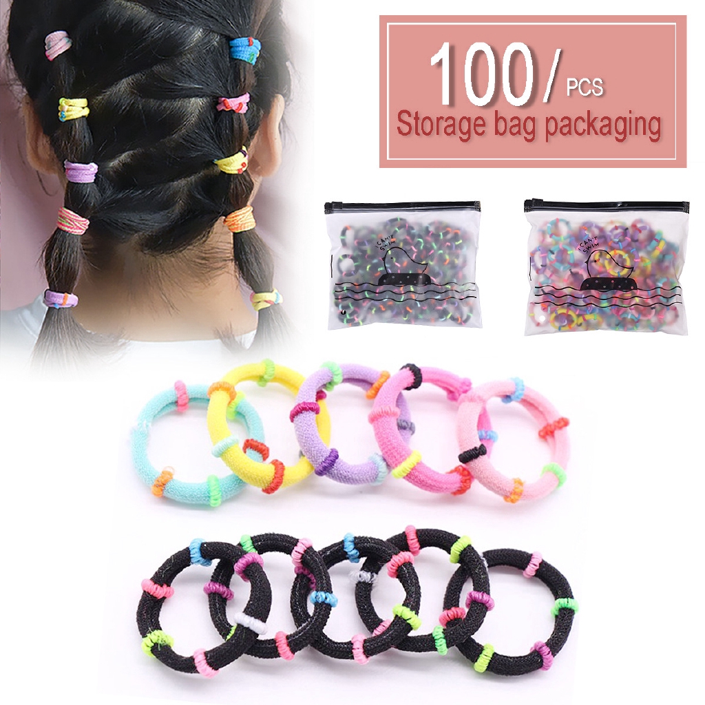 Bộ 1000/100 Dây thun buộc tóc kiểu Hàn Quốc đang yêu cho bé gái