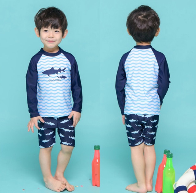 Bộ quần áo bơi kèm mũ dành cho bé xuất Nhật Shark Bros mã C05