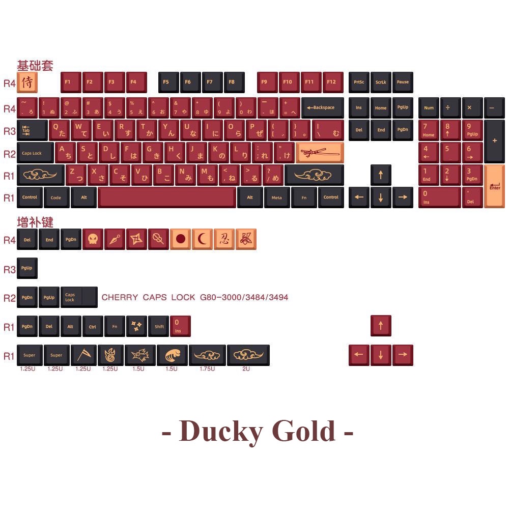 Keycaps PBT  Red Samurai Cherry Profile 139 Nút Dành Cho Phím Cơ
