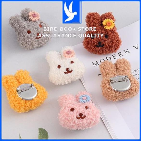 Huy hiệu cài áo- Ghim balo- túi xách mặt gấu bông hoa cúc dễ thương 7cm Bird book Bird book