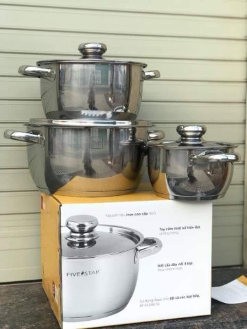 BỘ NỒI FIVE STAR 3 MÓN CAO CẤP BẾP TỪ