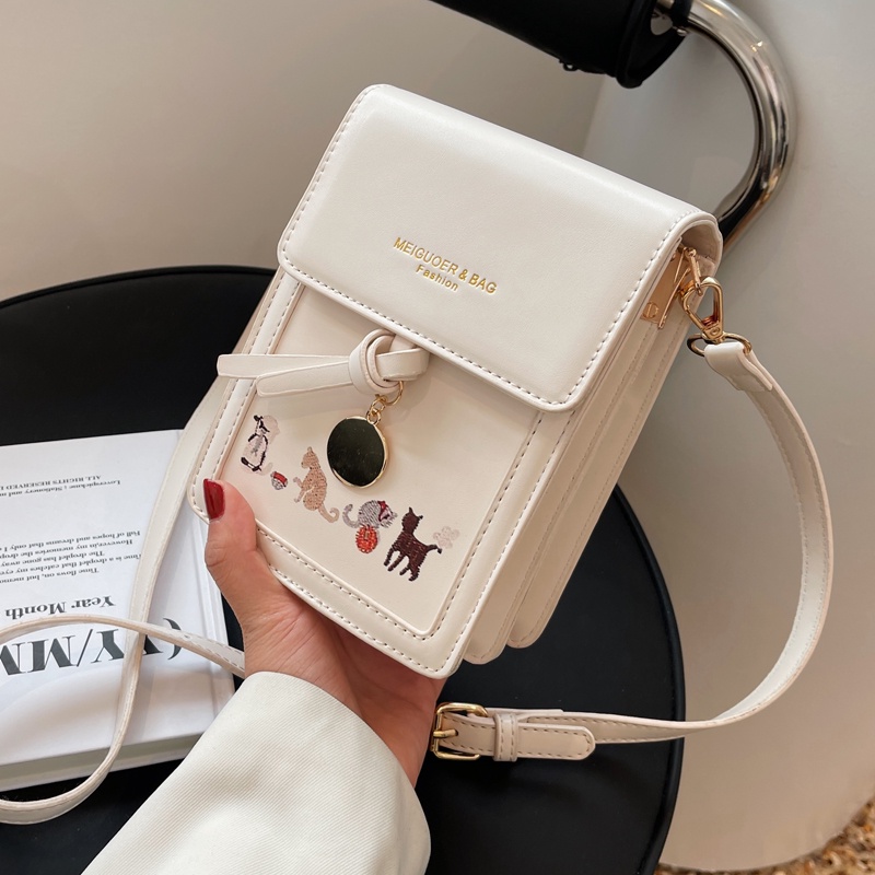 (Ảnh thật)Túi xách nữ, túi đeo chéo dáng nhỏ in họa tiết hình con vật cute ngộ nghĩnh đựng vừa điện thoại, đi chơi Tết