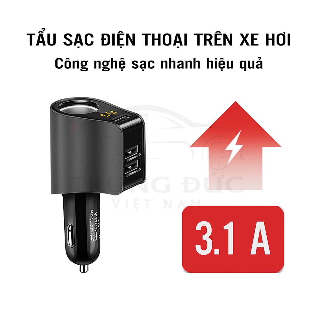 Tẩu sạc Ô tô xe hơi TRUNGDUCVN QC 3.0 HYUNDAI, tẩu chia sạc nhanh dùng cho tất cả các loại xe