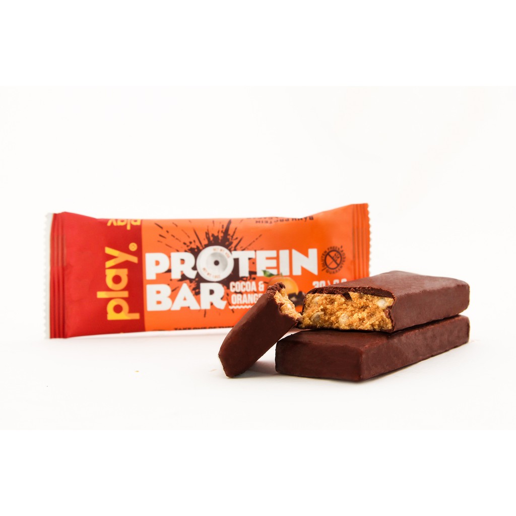 Protein Bar 💪FREESHIP💪 Bánh Giảm Cân Vị Cam Cacao - Thanh Tăng Cơ Play Protein Bar Hộp 12 Cái SP3.1