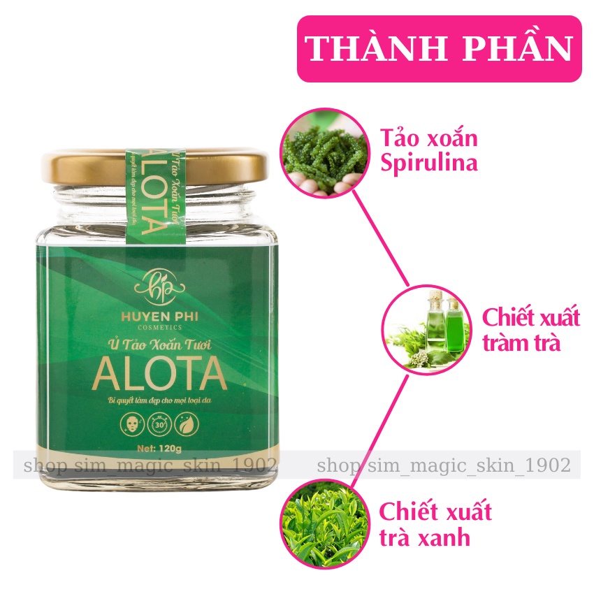 Ủ Tảo Xoắn Tươi Alota Huyền Phi - 100% Tảo Tươi - Giúp Dưỡng Trắng Cấp Ẩm Tái Tạo Da