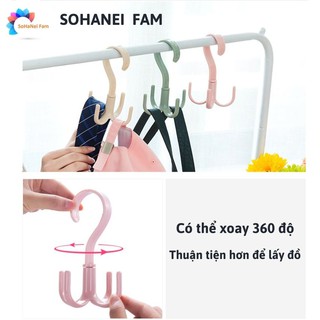 Móc Treo Đa Năng Có Thể Xoay 360 Độ 4 Chấu Treo Nón, Túi Xách, Thắt Lưng, Phơi Khăn, Giày Dép... -SOHANEI FAM