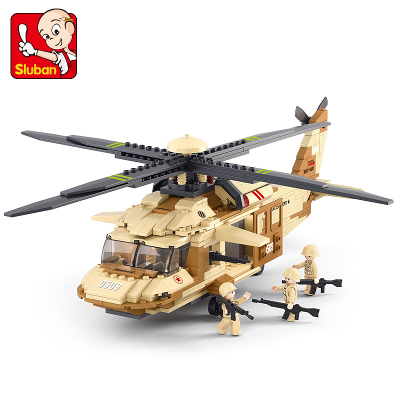 Đồ chơi lắp ráp Sluban mô hình máy bay trực thăng 439 mảnh ghép cho bé