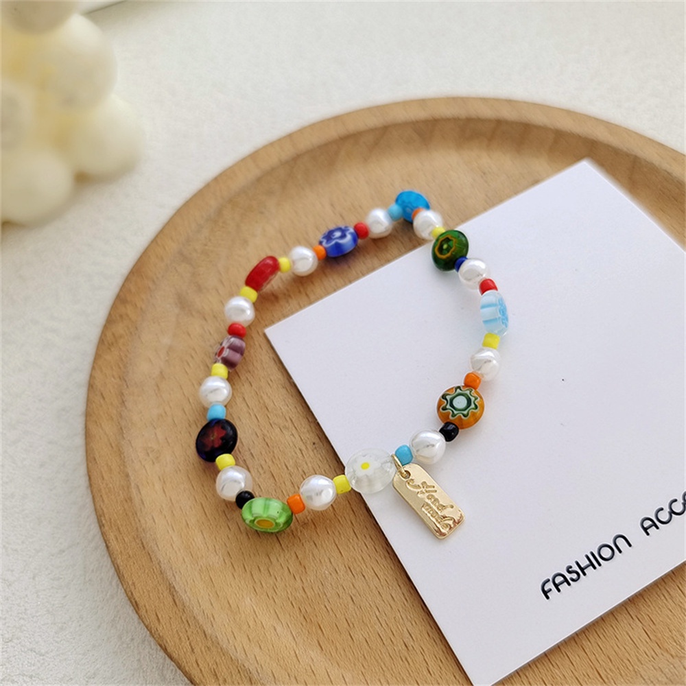 Cod Qipin Vòng Đeo Tay Hoa Thủy Tinh Màu Kẹo Ngọt Ngào Vui Nhộn Có Thể Điều Chỉnh Trang Sức Thời Trang Nữ