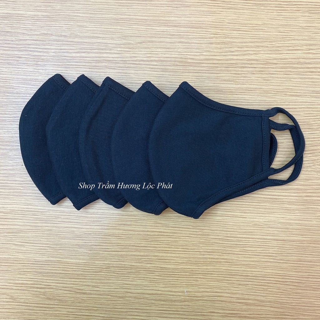 Combo 05 Khẩu trang vải cotton cao cấp - Màu đen