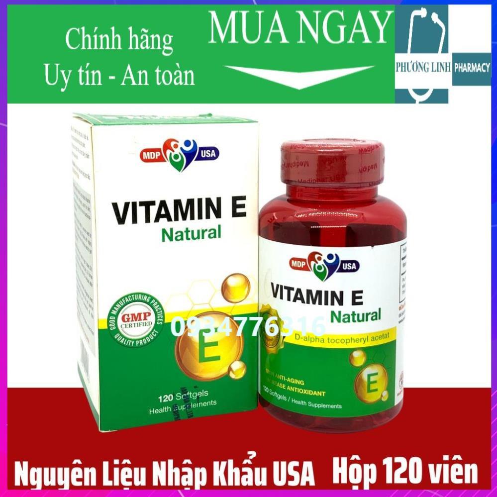 ✅ Vitamin E Natural Mediphar USA viên nang mềm lọ 120 viên (Viên uống hỗ trợ đẹp da, giảm lão hóa)