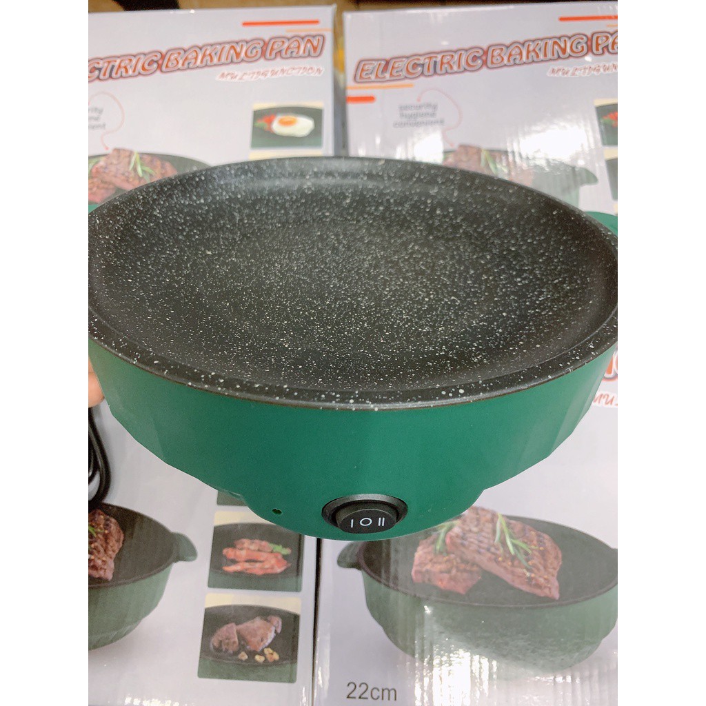 Chảo Nướng Điện Mini Đa Năng 26cm, Bếp Nướng Điện Chống Dính, Nướng Thịt BBQ Hàn Quốc