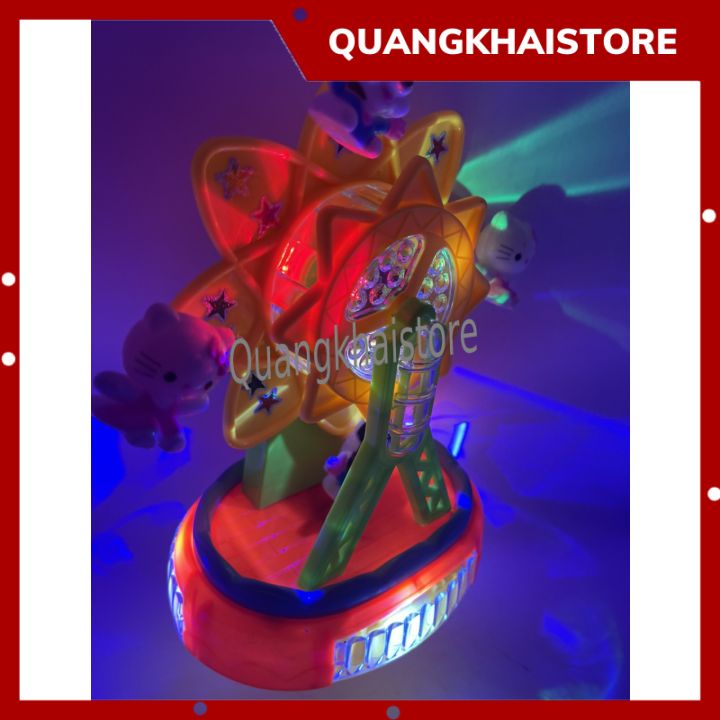 Đồ chơi lồng đèn trung thu cho bé gái hình công viên kitty và mickey có pin nhạc đèn