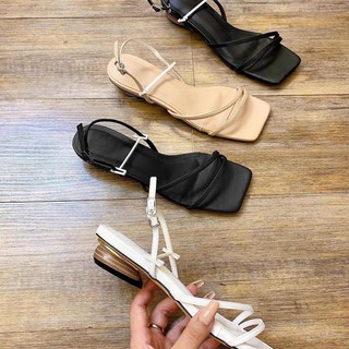 Giày sandal quai mảnh gót 2p