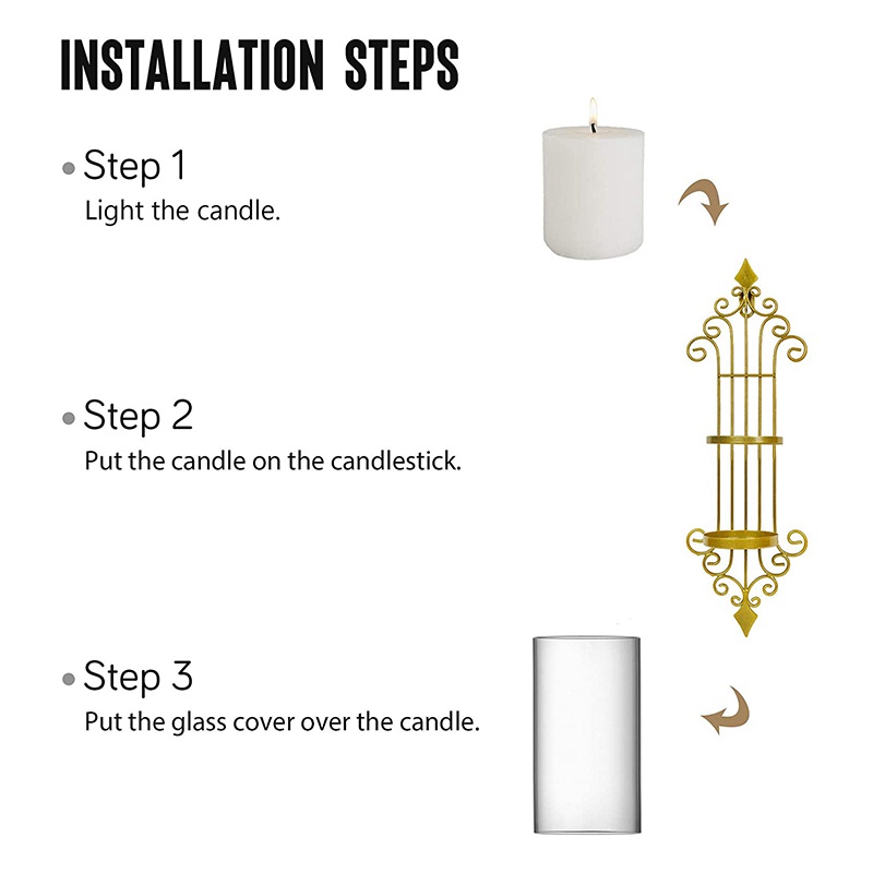 Set 2 Giá Đỡ Nến Gắn Tường Bằng Kim Loại Màu Vàng Đồng Phong Cách Cổ Điển Trang Trí Phòng Khách / Phòng Ăn / Phòng Tắm