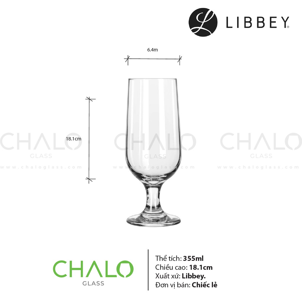 [Chính hãng] Ly sinh tố thủy tinh Libbey Embassy Beer - 355ml - 3728