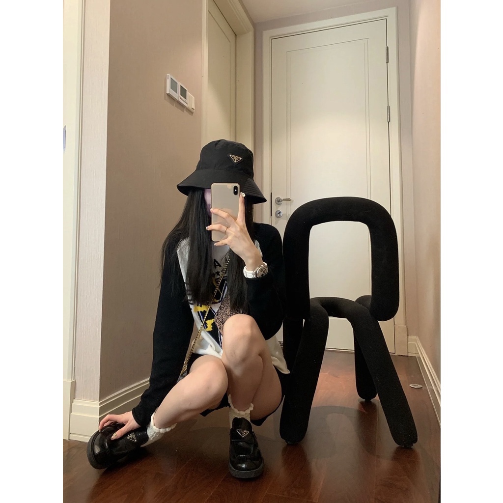 Áo sweater dệt kim Xiaozhainv tay dài in họa tiết xinh xắn thời trang cho nữ