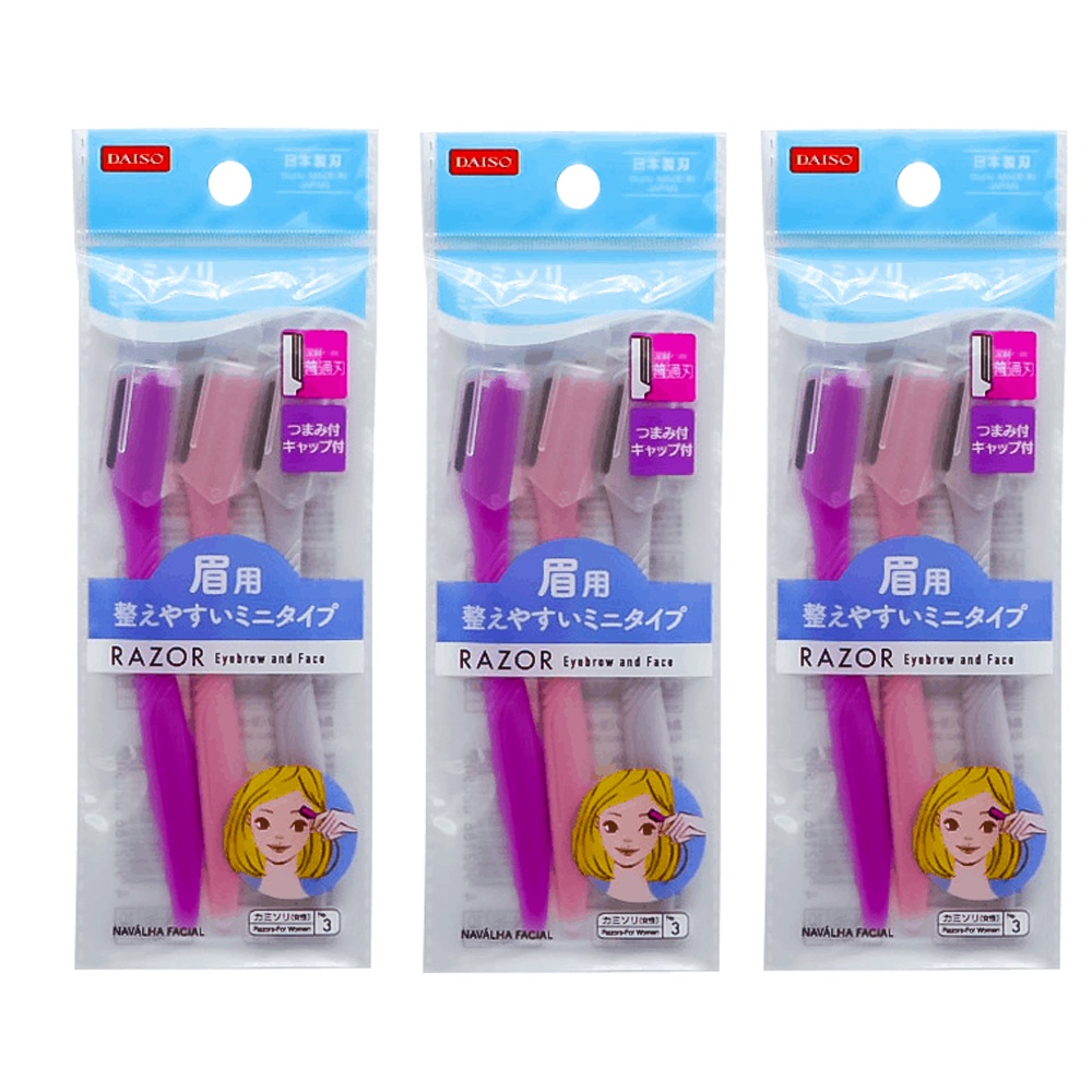 Daiso Bộ 03 cái Dao cạo mặt bằng thép không gỉ